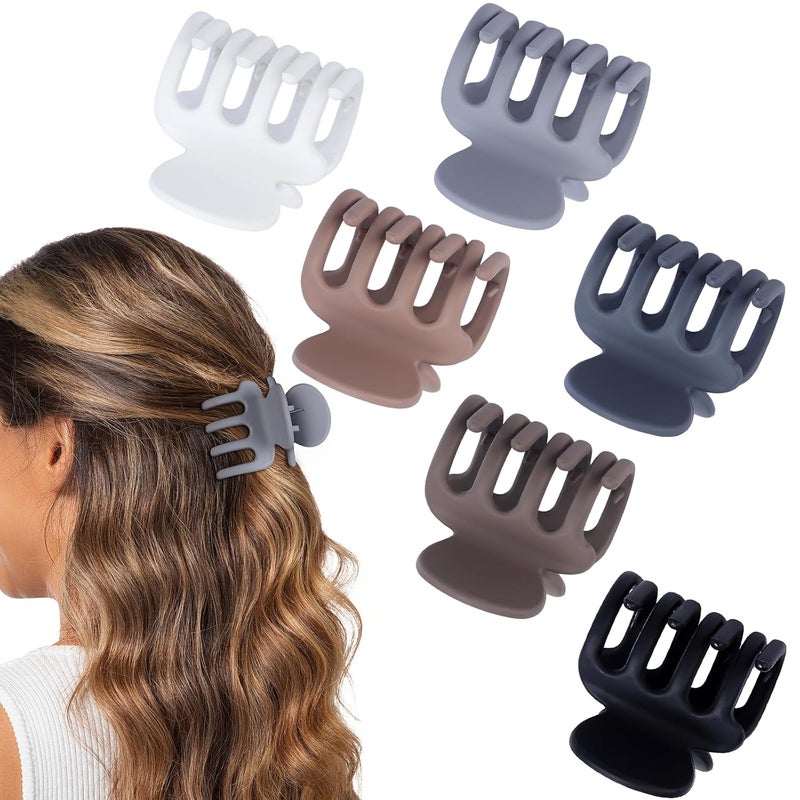 USDNICE 6 Pcs Hair Clips Small Claw Clips for Thin Hair Medium Matte Non-slip Hair Accessories for Women and Girls (Brown Grey) - Image 2